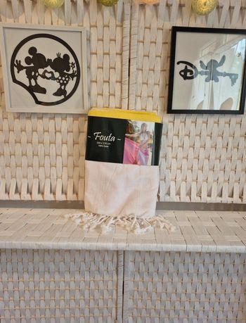 💕jolie Fouta neuve / Drap de plage 100% coton jaune et rose💕