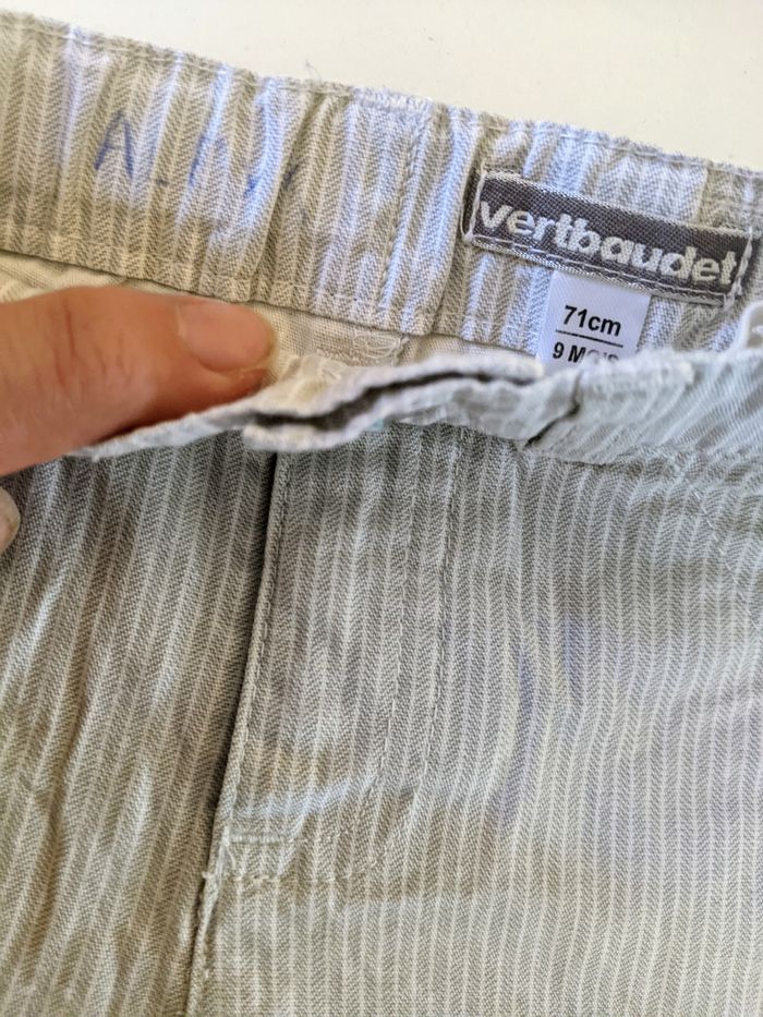 Short coton rayures blanc et gris clair bleu - photo numéro 3