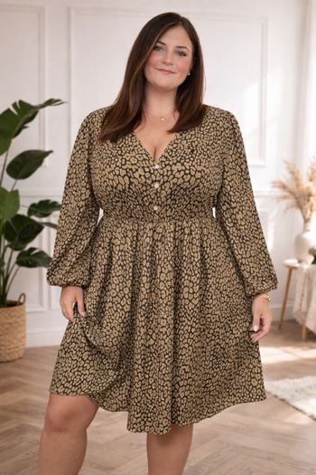 Robe léopard instinct sauvage noire et beige Femme taille 54 marque Boohoo 💍 