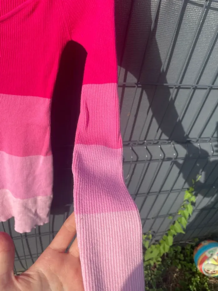 Robe longue à manches longues dégradé rose – Taille S - photo numéro 3