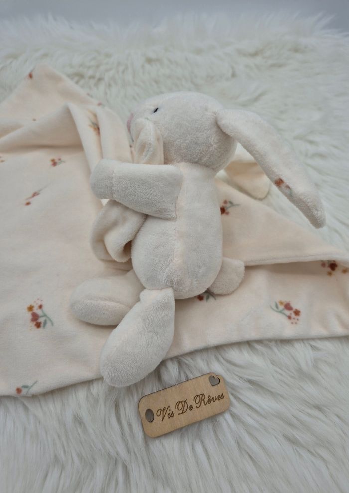 Doudou mouchoir Lapin Écru Fleurs Primark - photo numéro 2