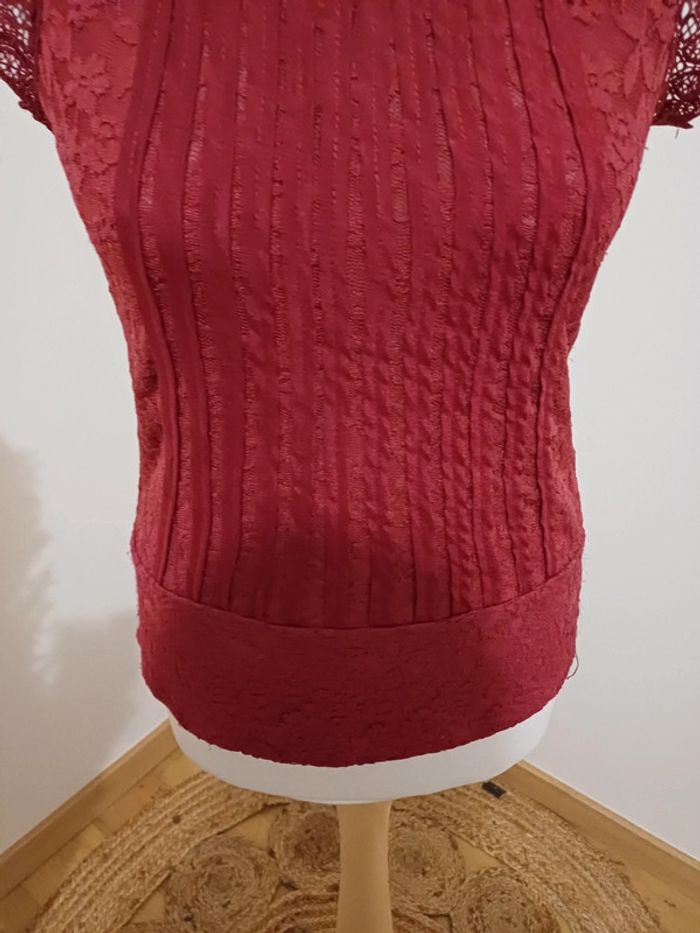 Blouse chic Bordeaux avec dentelle Capsule taille S 36 - photo numéro 5