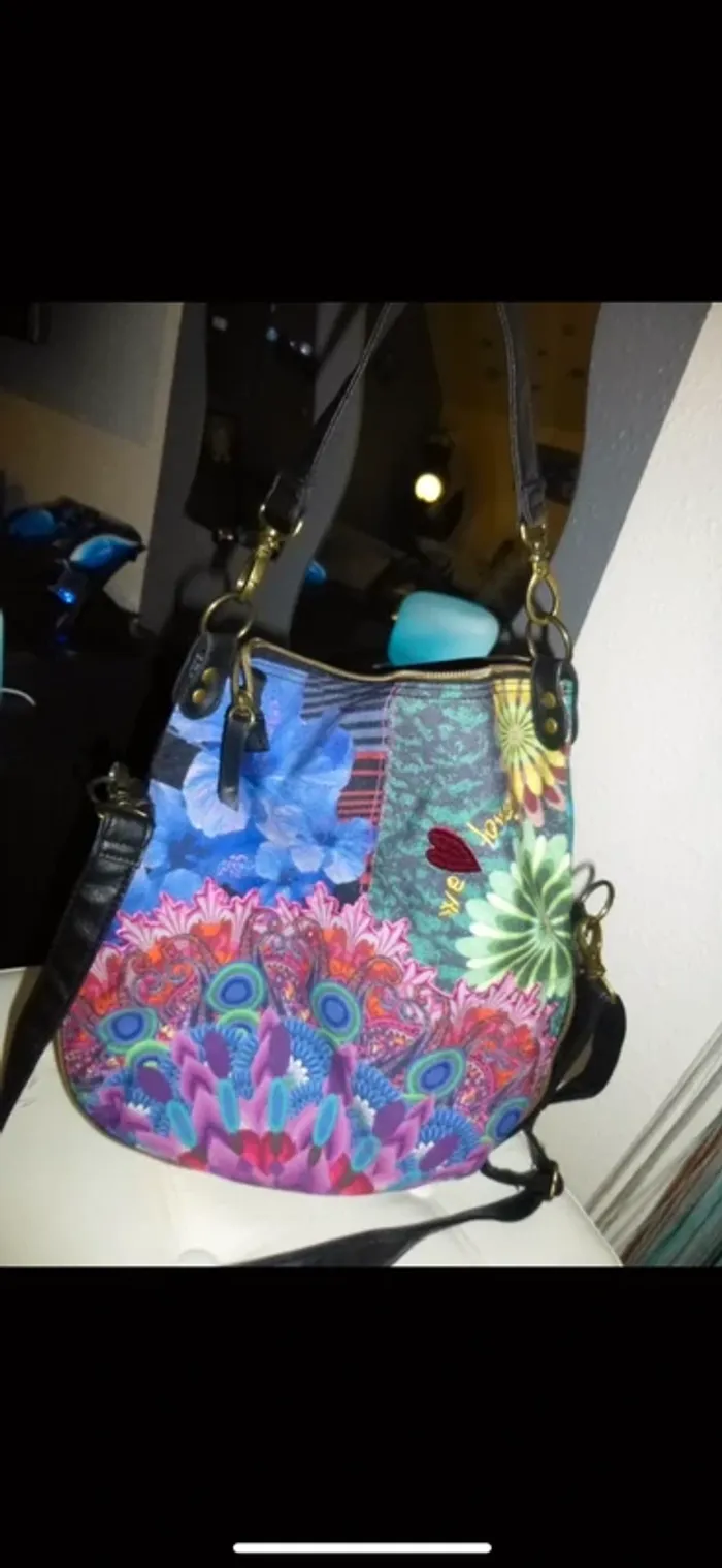 sac berlinda multicolore Desigual fleur + compagnon comme neuf - photo numéro 3