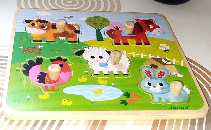 🟤Janod Puzzle tactile 5 pièces NEUF - photo numéro 2