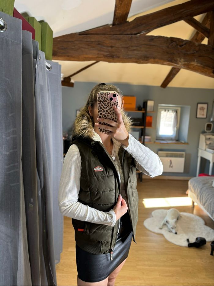 Doudoune sans manches Superdry femme Neuve – Microfibre polaire & capuche fourrure - photo numéro 2