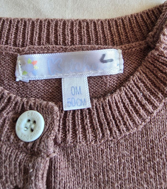 Mes Petits Doudous Débardeur Tricot Marron Très Bon État 0M 50cm - photo numéro 5