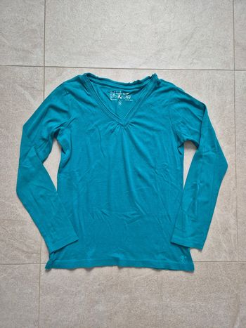 T shirt uni manches longues vert kalais