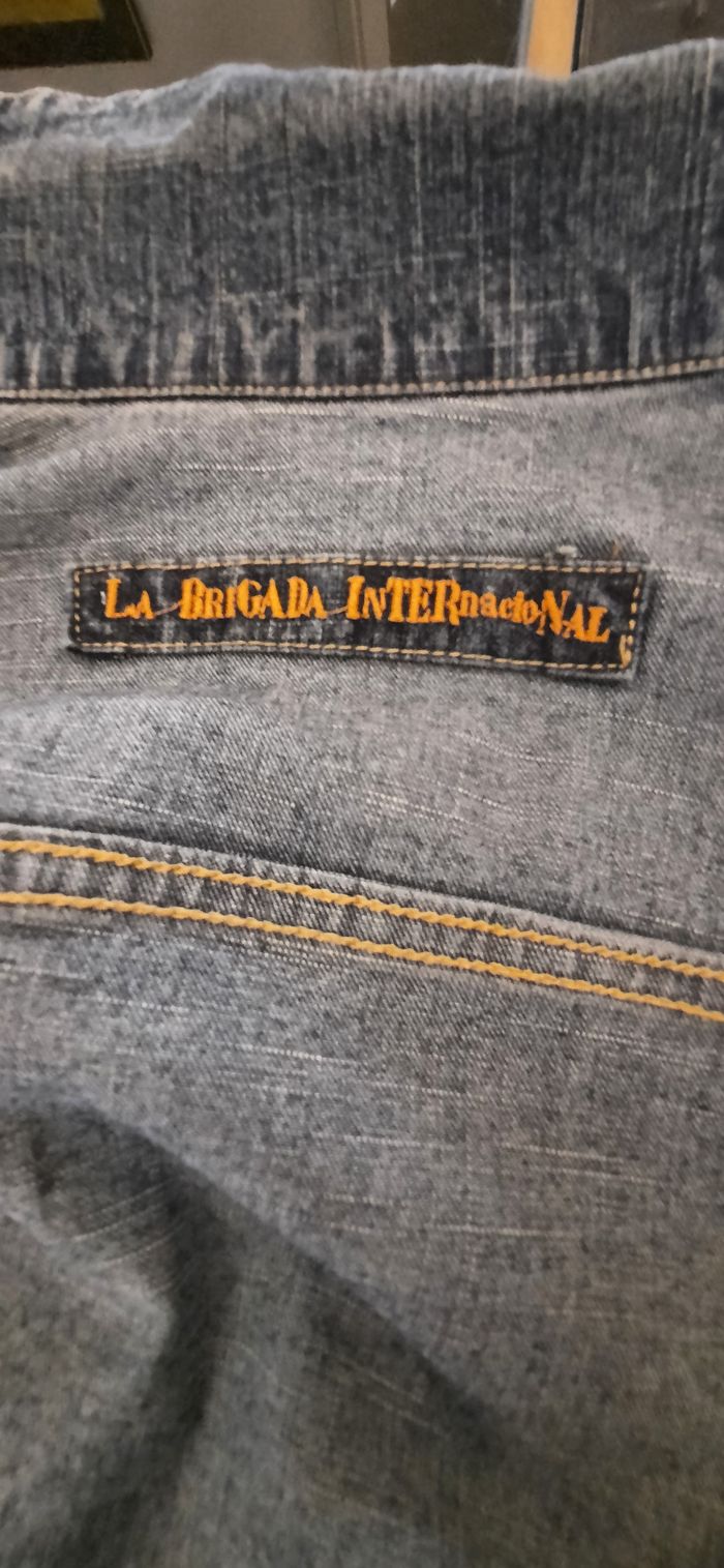 Blouson jean bleu et délavé orangé T38/M -La Brigada Int'l - photo numéro 3