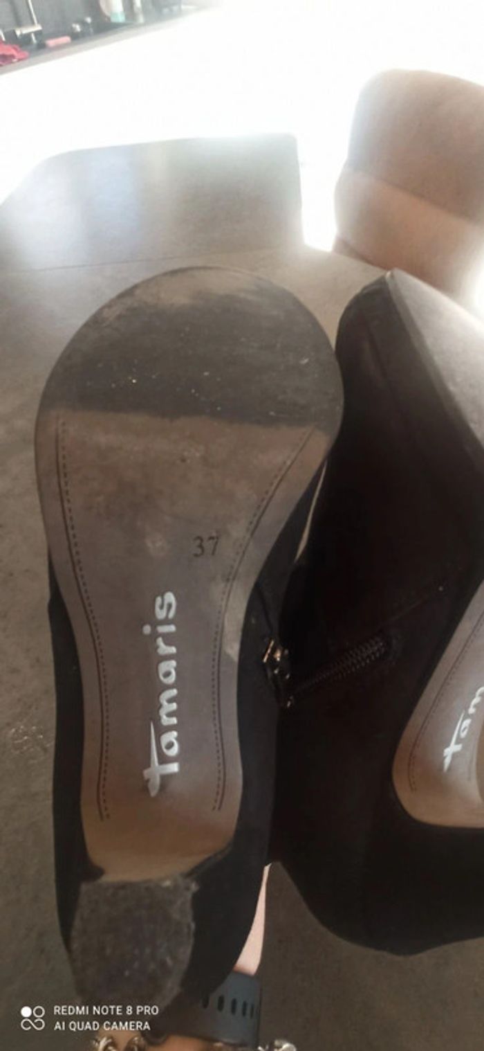 Bottines Tamaris croûte de cuir noires - photo numéro 7