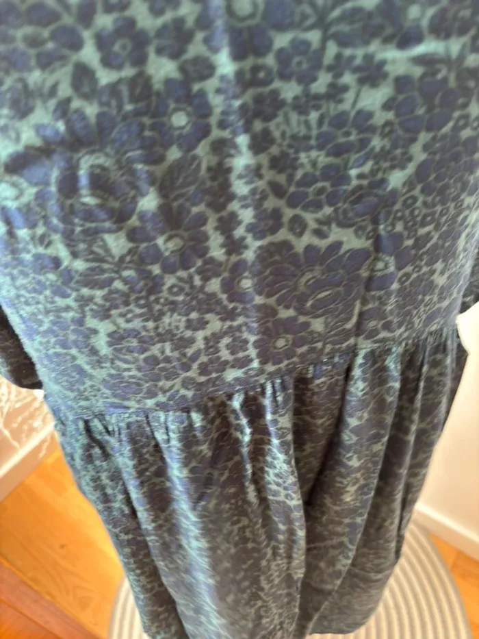 💙 Robe Monoprix mi-longue bleu marine et vert – T36 - photo numéro 8
