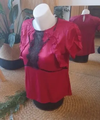 Blouse fluide Morgan couleur framboise taille 40 - 100% viscose