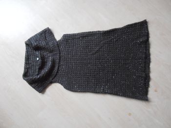 Pull en mailles femme, col roulé, Mim, taille M 38, gris, fils argentés