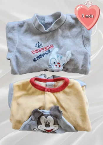Lot de 2 pyjamas grenouillères garçon 3 mois
