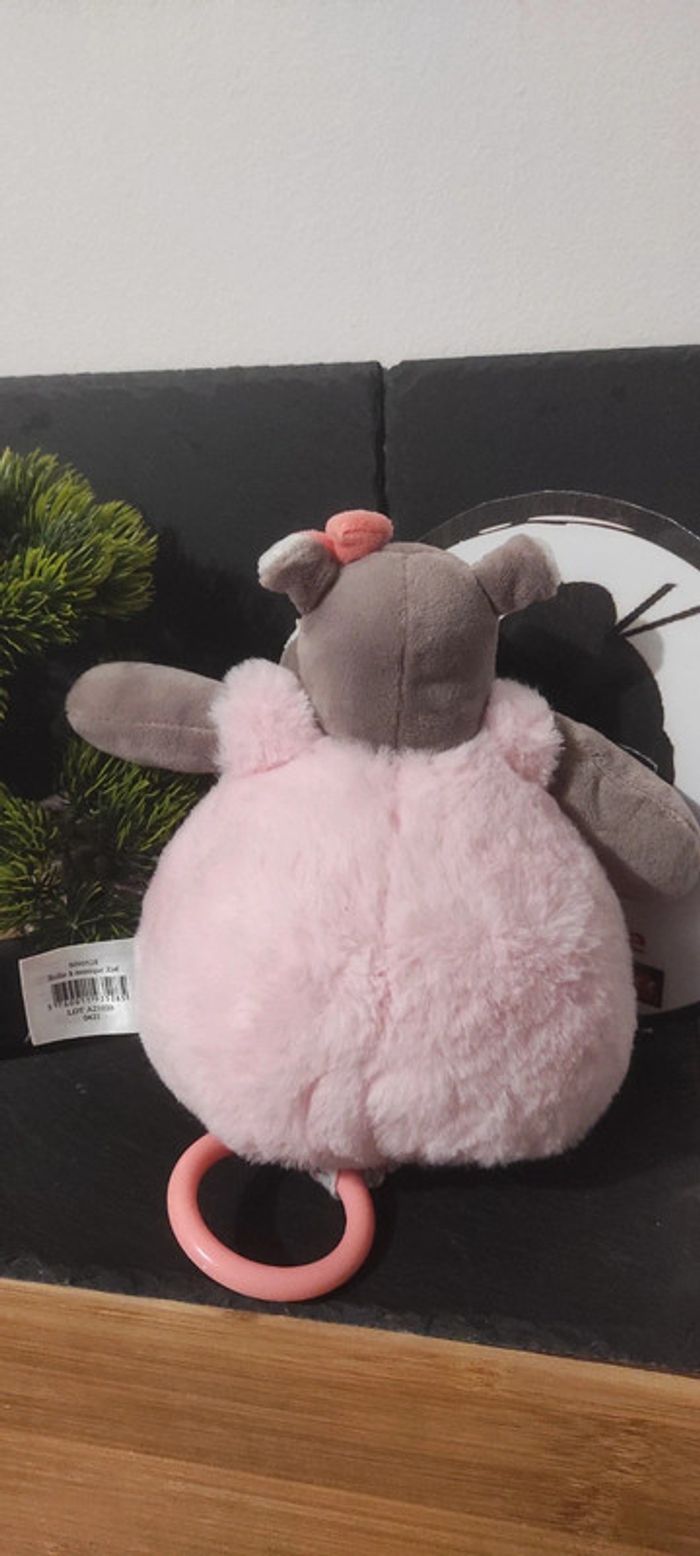 Doudou Hippopotame Musical Boule Rose Zoé baby nat bazile bn0528 Boîte À Musique - photo numéro 2