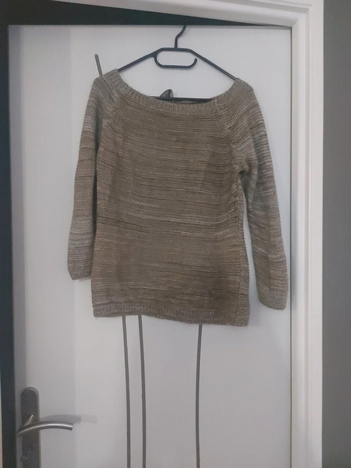 Pull taupe taille unique détails noeud dos