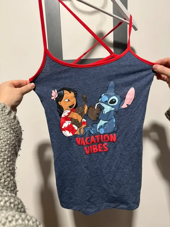 Tee shirt de pyjama stitch XS Disney bleu gris