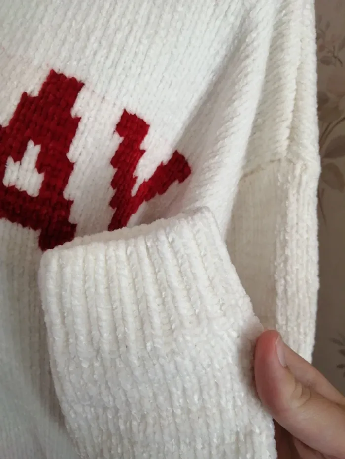 Pull crème en maille chenille à message friday rouge / jennyfer / (S) - photo numéro 5
