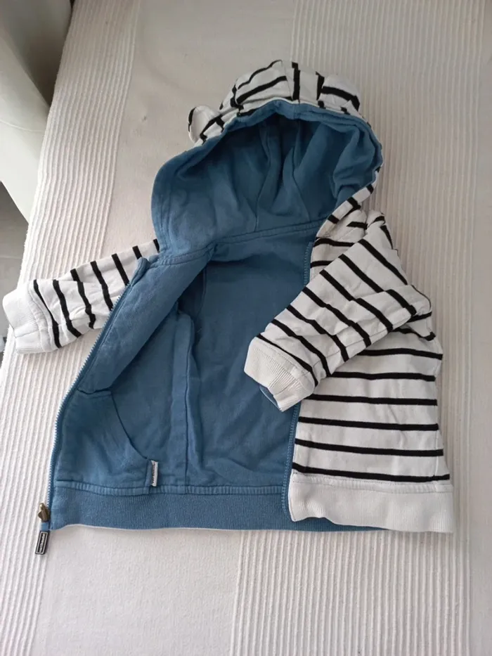 Blouson réversible bleu roi et bleu raye - photo numéro 2
