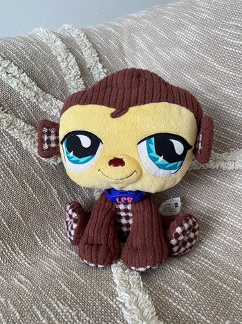 Peluche doudou 23cm my little pet shop singe marron très bon état