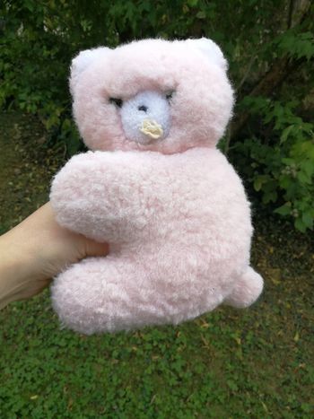 Peluche ancienne musicale chat rose