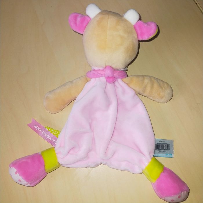 Doudou plat vache Baby nat' Coquillette & Picotin rose super craquante - photo numéro 3