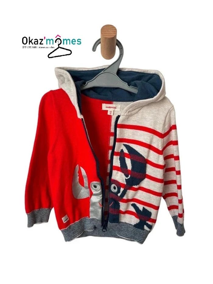 Gilet zippé à capuche, motif écrevisse - Catimini 12 mois (74cm) - photo numéro 2