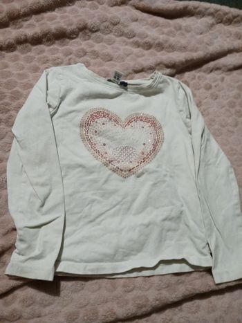 Tee-shirt blanc et rose okaïdi 3 ans