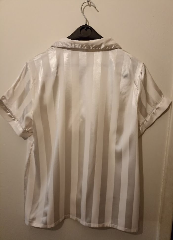 Pyjama satin rayé blanc écru - Style Chic & Confort Doux (Taille M/L) - photo numéro 4