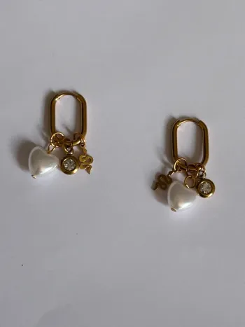 Boucles d'oreilles avec charms en acier inoxydable plaqué or 18k