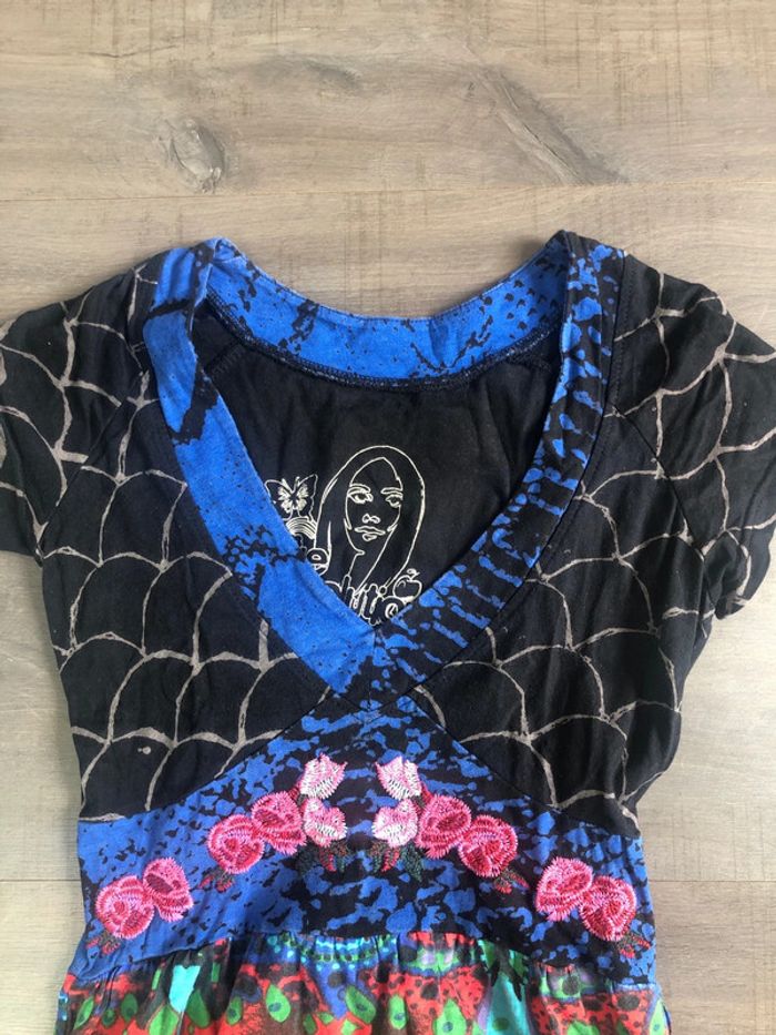 Robe Desigual taille S coupe boule imprimée japonisant - photo numéro 2