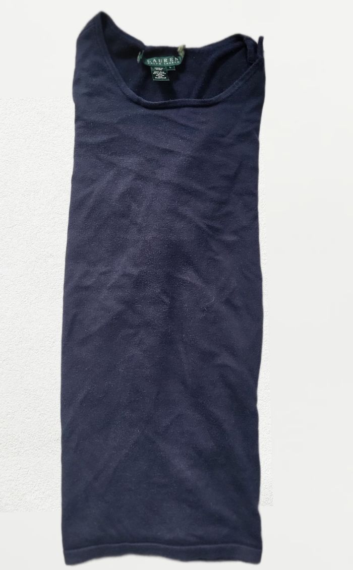 💙 T-shirt maille femme Lauren Ralph Lauren – Bleu marine – Taille L – Détails boutons - photo numéro 5