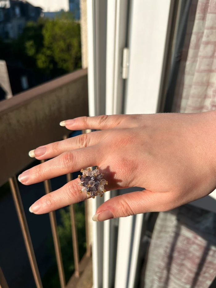 Bague fleur perle