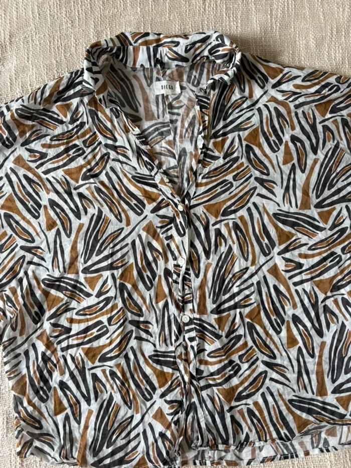 Blouse diega taille m blanc marron - photo numéro 3
