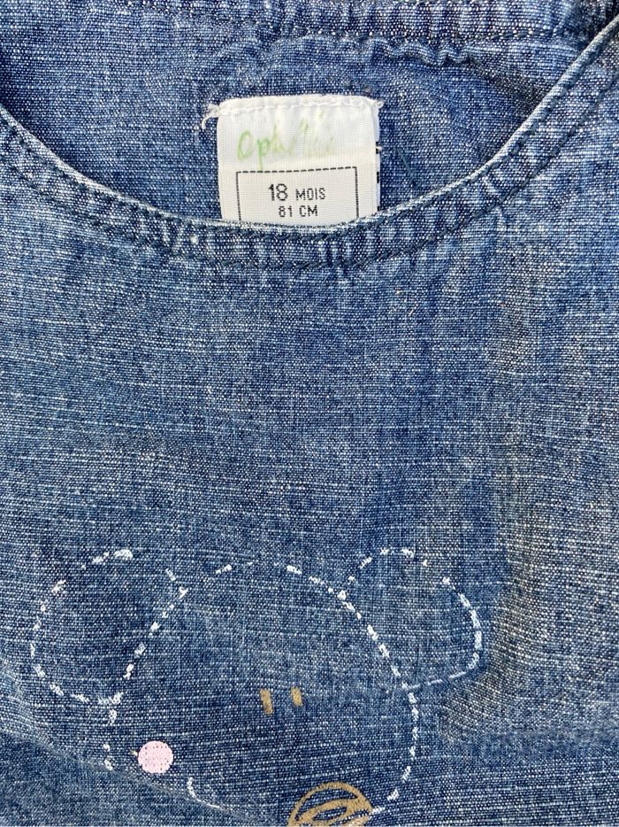 Robe jean enfant fille bretelles 18 mois bleu - photo numéro 3