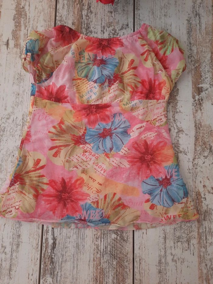 Top à fleur  fille doublé - photo numéro 4