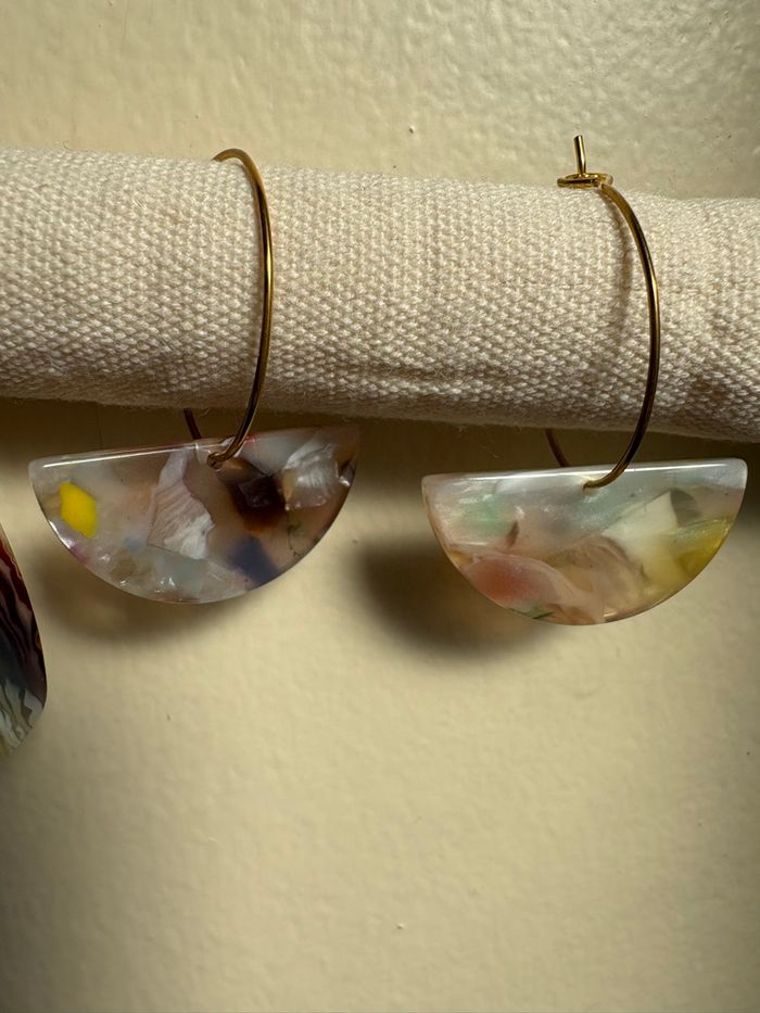 2 paires de boucles d’oreilles en acétate cellulosique (écaille de tortue ) - photo numéro 4