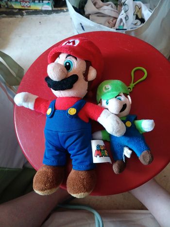 Peluche mario 20cm env  et luigi (porte clef ) 10cm env pas de vinted go