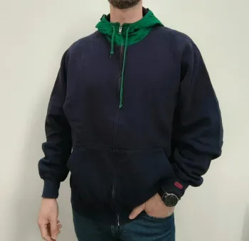Sweat a capuche zippé homme Ralph Lauren taille M bleu avec capuche verte bon état