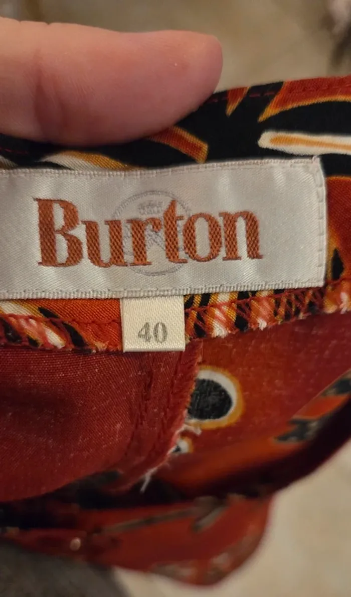Chemisier vintage Burton fleuri rouge brique – taille 40 - photo numéro 7