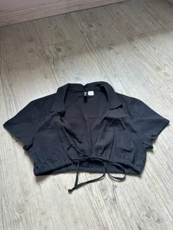 Blouse courte avec lien de serrage HM xs noir