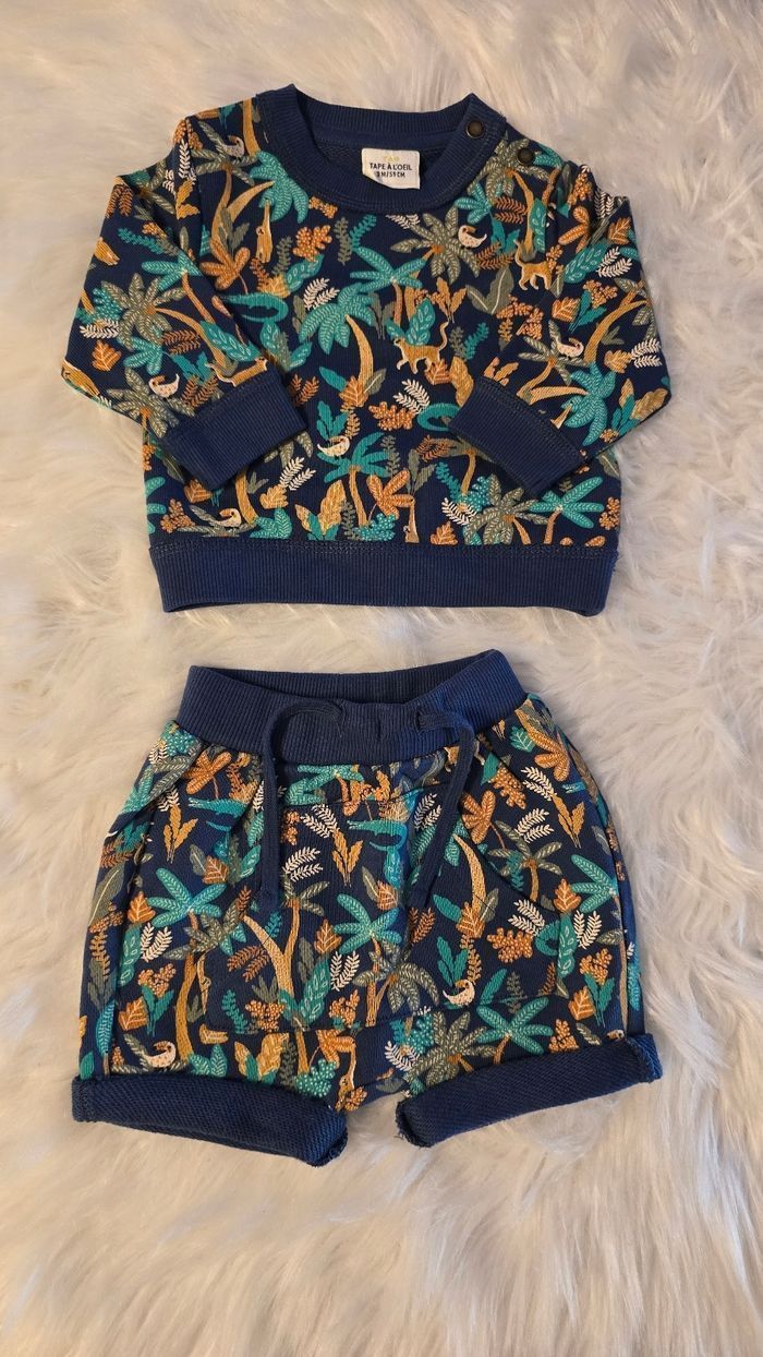 NEUF💙🤩😍 superbe ensemble sweat et short molleton 3 mois garçon 💙💙😍🤩 - photo numéro 2