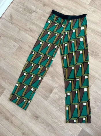 Siyu pantalon, fluide, moulant été vert, imprimée femme, taille 34