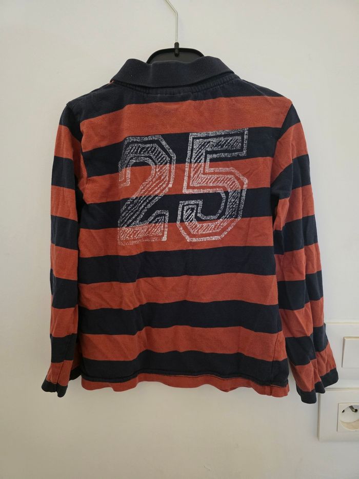 Polo à rayures rouge & bleu marine à manches longues taille 6 ans - photo numéro 2