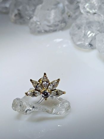 piercing oreille strass blanc couleur doré lobe ear bijou oreja ouer lobe
