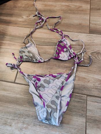 Maillot de bain deux pièces gris et violet Emilio Pucci Taille 40