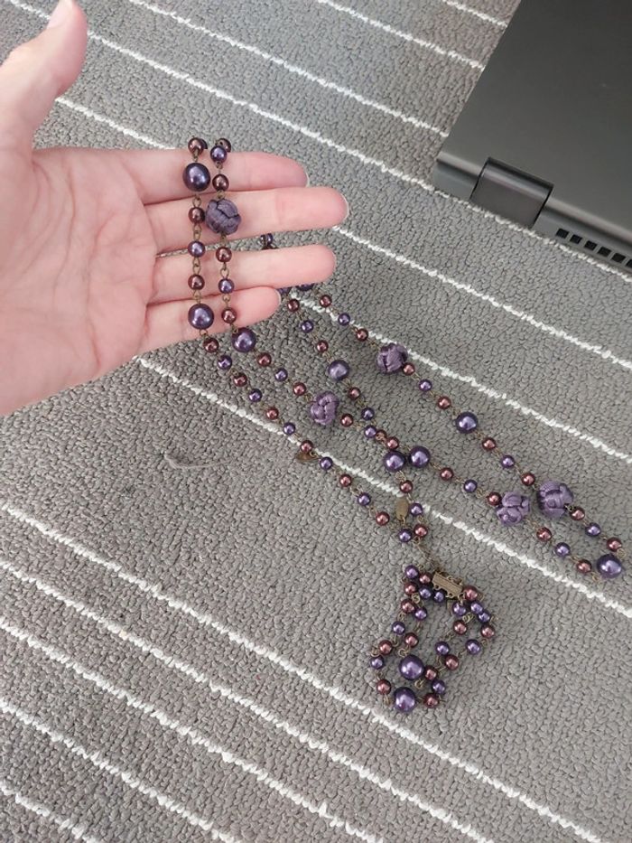Parure collier et bracelet violet - photo numéro 3