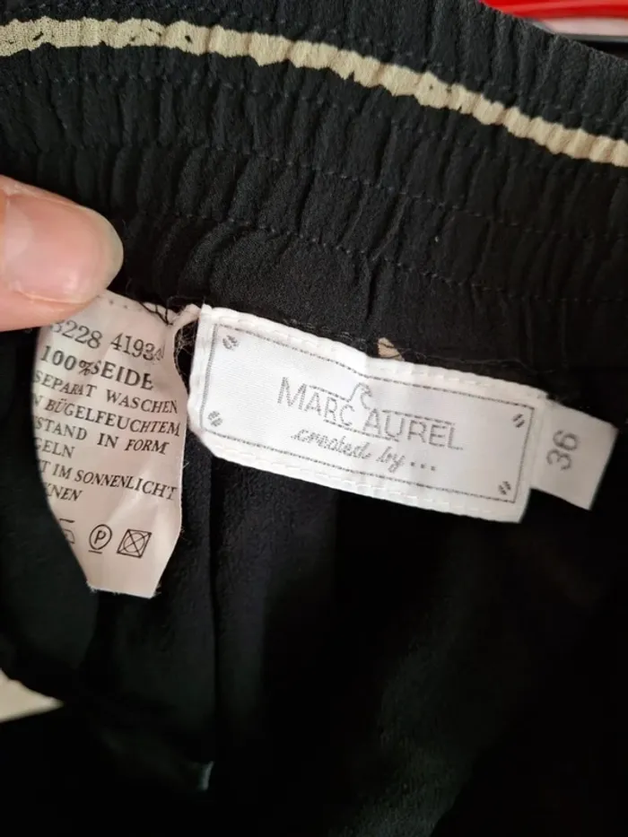 Jupe longue noire beige avec ceinture marc aurel taille 36 S - photo numéro 10