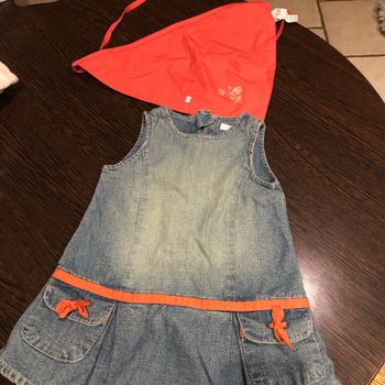 Robe en jean + fichu 6 mois obaibi
