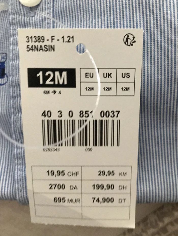 Chemise manches longues garçon 12 mois - photo numéro 4