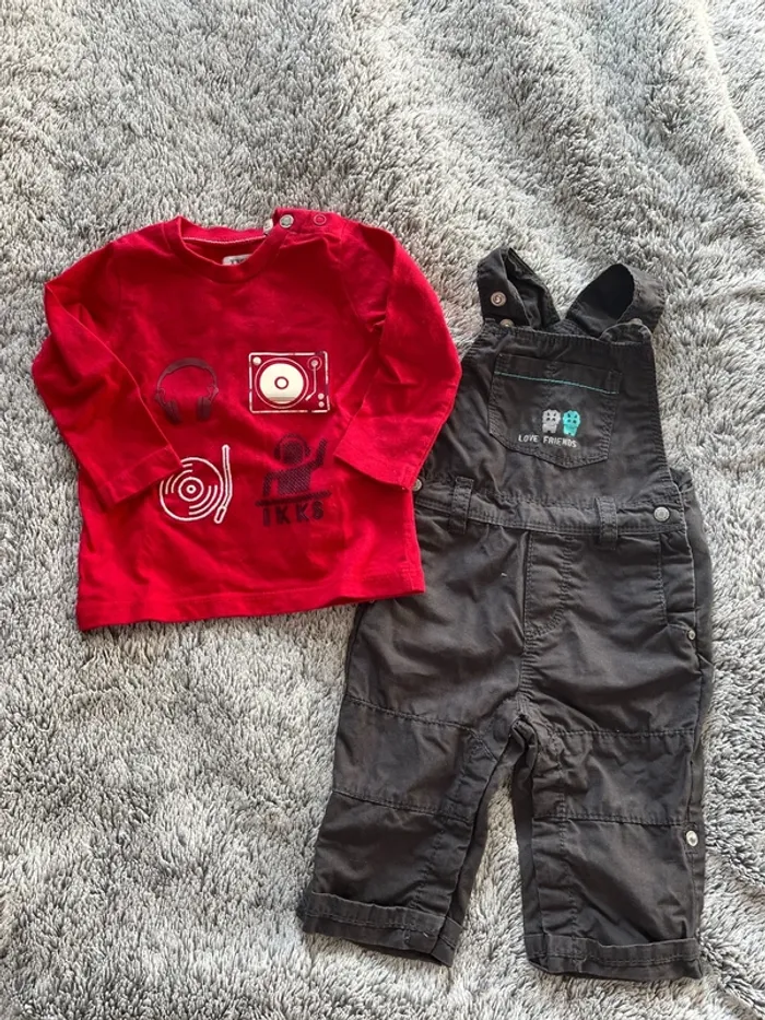 Ensemble bébé 3 mois salopette obaïbi tee shirt IKKS